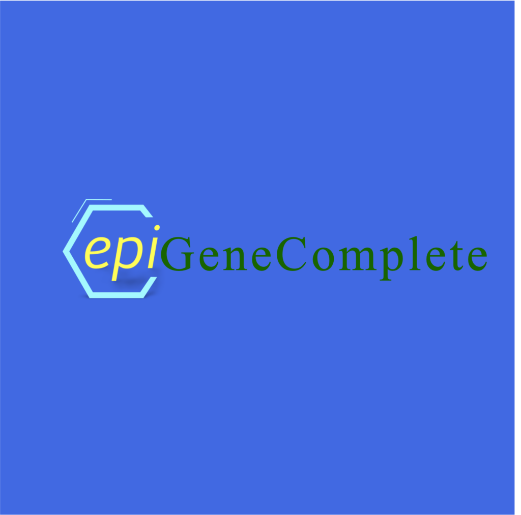 epiGeneComplete test logo in yellow, green, and blue for genetic and epigenetic analysis