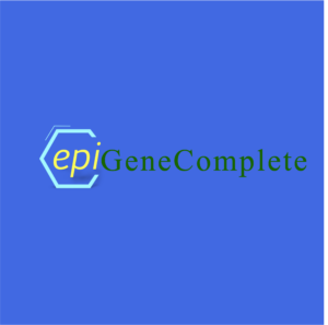 epiGeneComplete test logo in yellow, green, and blue for genetic and epigenetic analysis